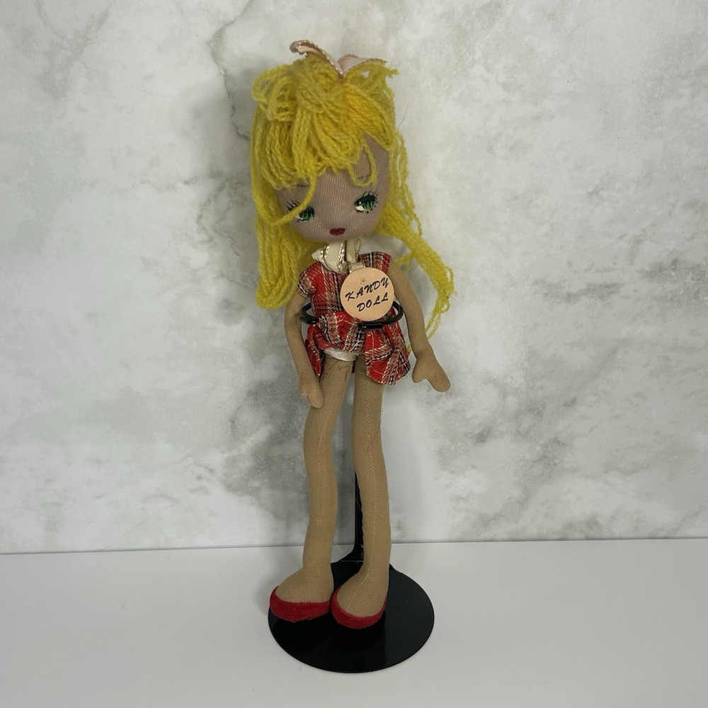VTG Big Eye SHOWA Retro Pose Girl Doll 10"‎ Japan Painted Face Cloth Kandy